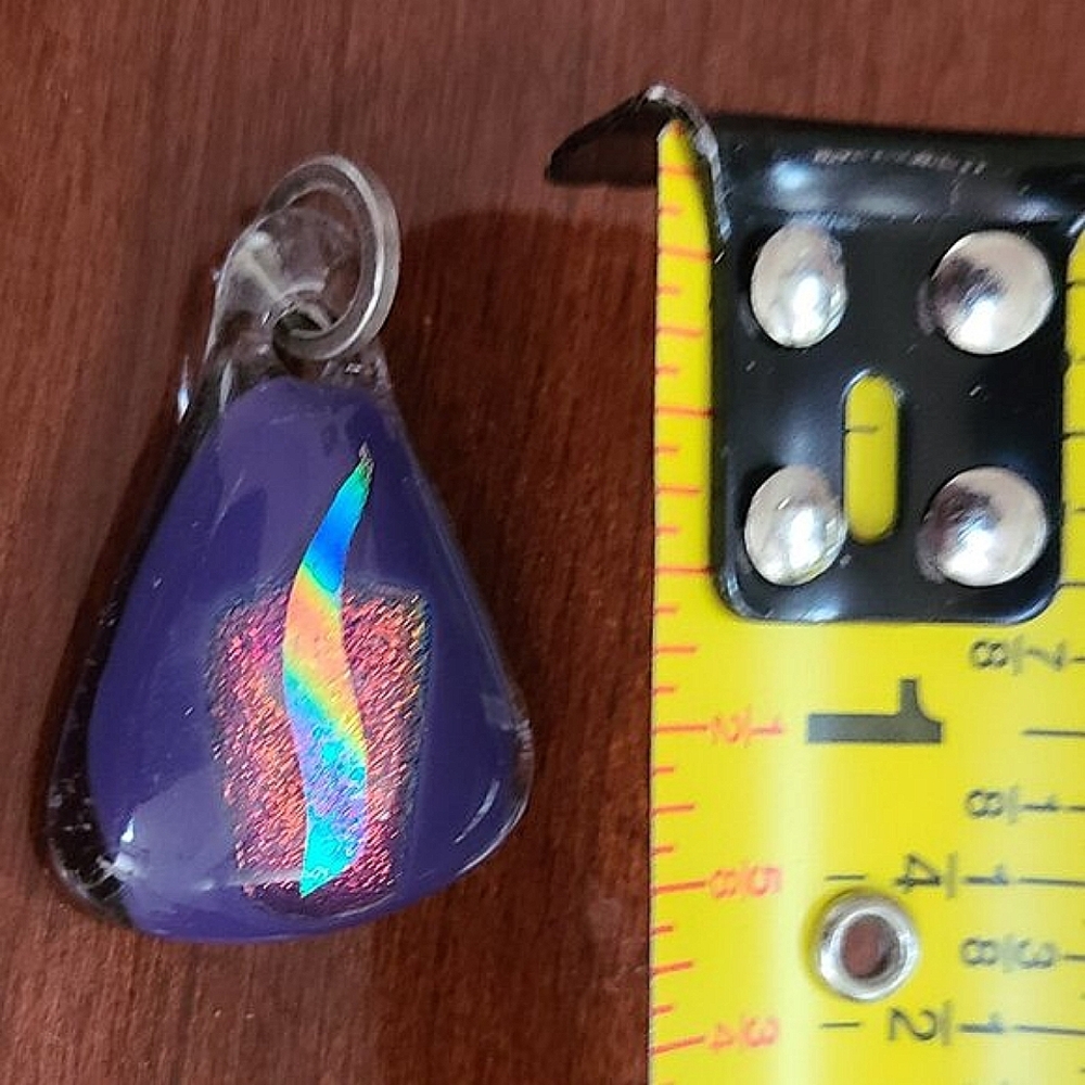 Fused Dichroic Glass Pendant in Purple Pink Blue Gold